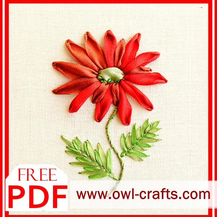 Free Beginners Ribbon Embroidery PDF - Gerbera Flower