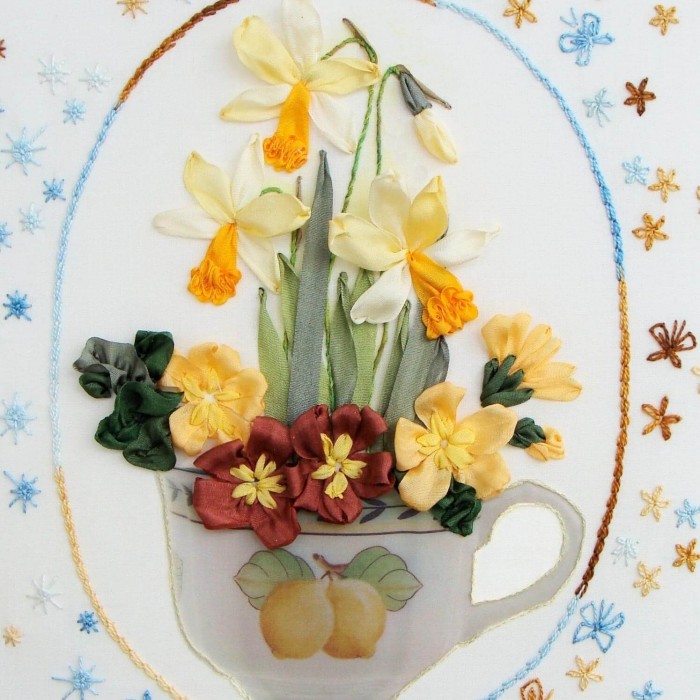 February Cup - RIBBON EMBROIDERY KIT - K-056