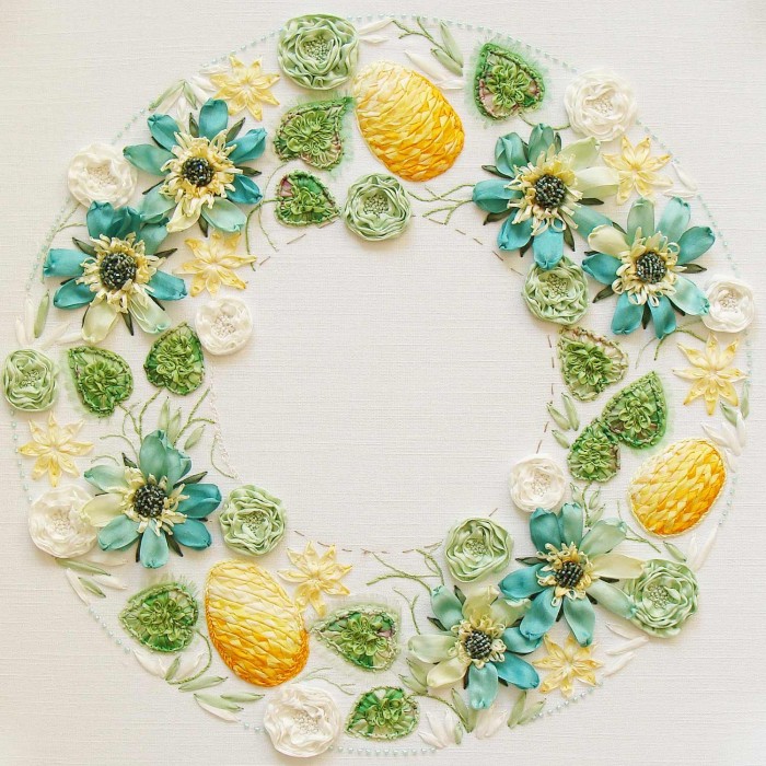 Easter Wreath - RIBBON EMBROIDERY KIT- K-061