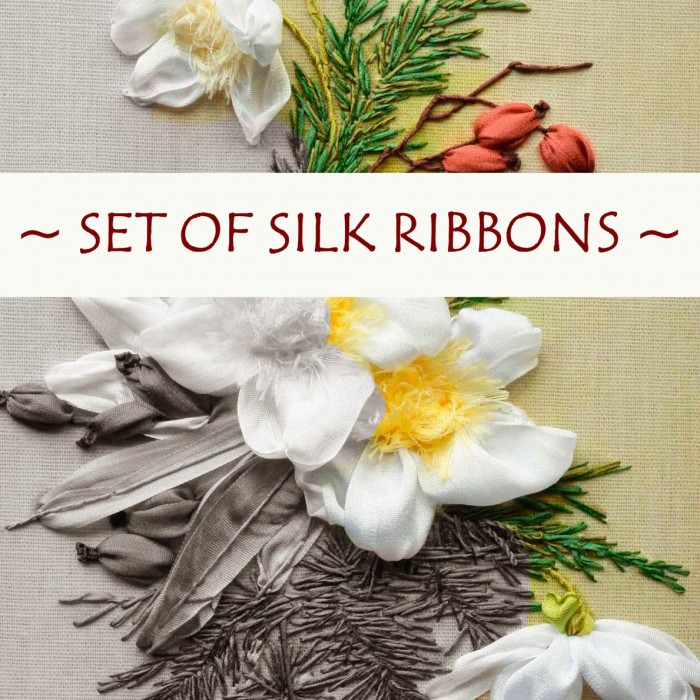 SET OF SILK RIBBONS - Christmas Rose - SR-064