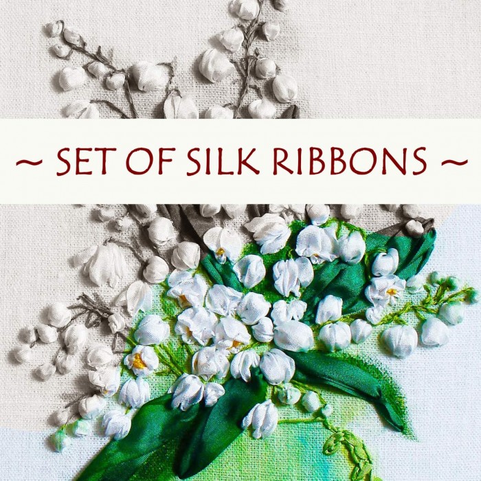 SET OF SILK RIBBONS - LIly of the Valley - SR-009