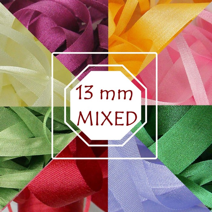 13 mm silk ribbon - All Colours mixed pack