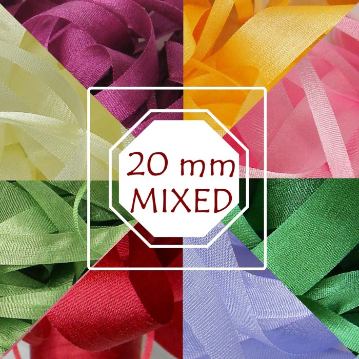 20 mm silk ribbon - All Colours mixed pack
