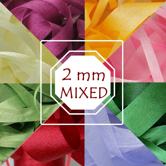 2 mm silk ribbon - All Colours mixed pack